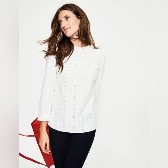 Boden Kristie Broderie Top, White, Size 2 - Picture 1 of 13
